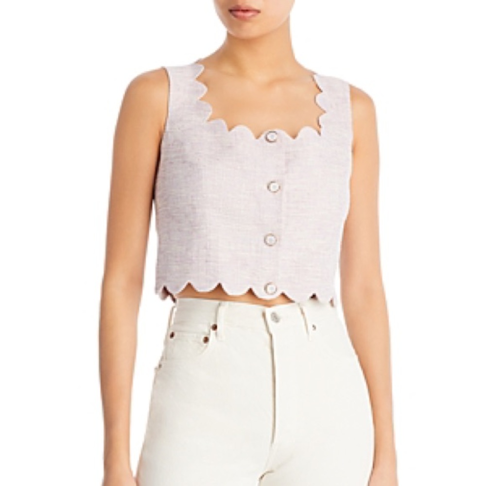 NEE AQUA tweed scalloped top